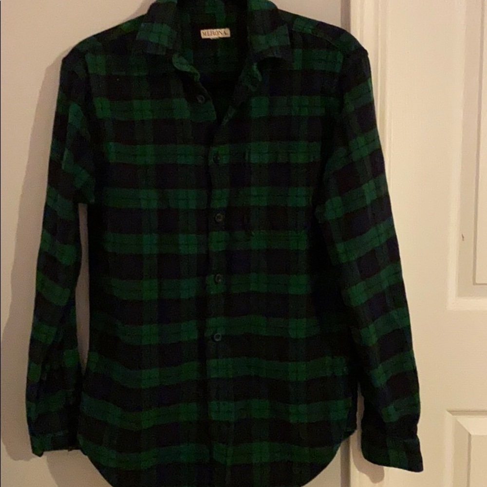 Dark green and navy blue flannel